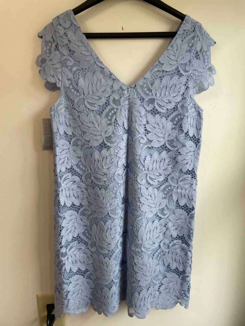 NWT BB Dakota Nordstrom Light Blue Lace V-Neck Cap Sleeve Mini Dress S - Picture 9 of 12